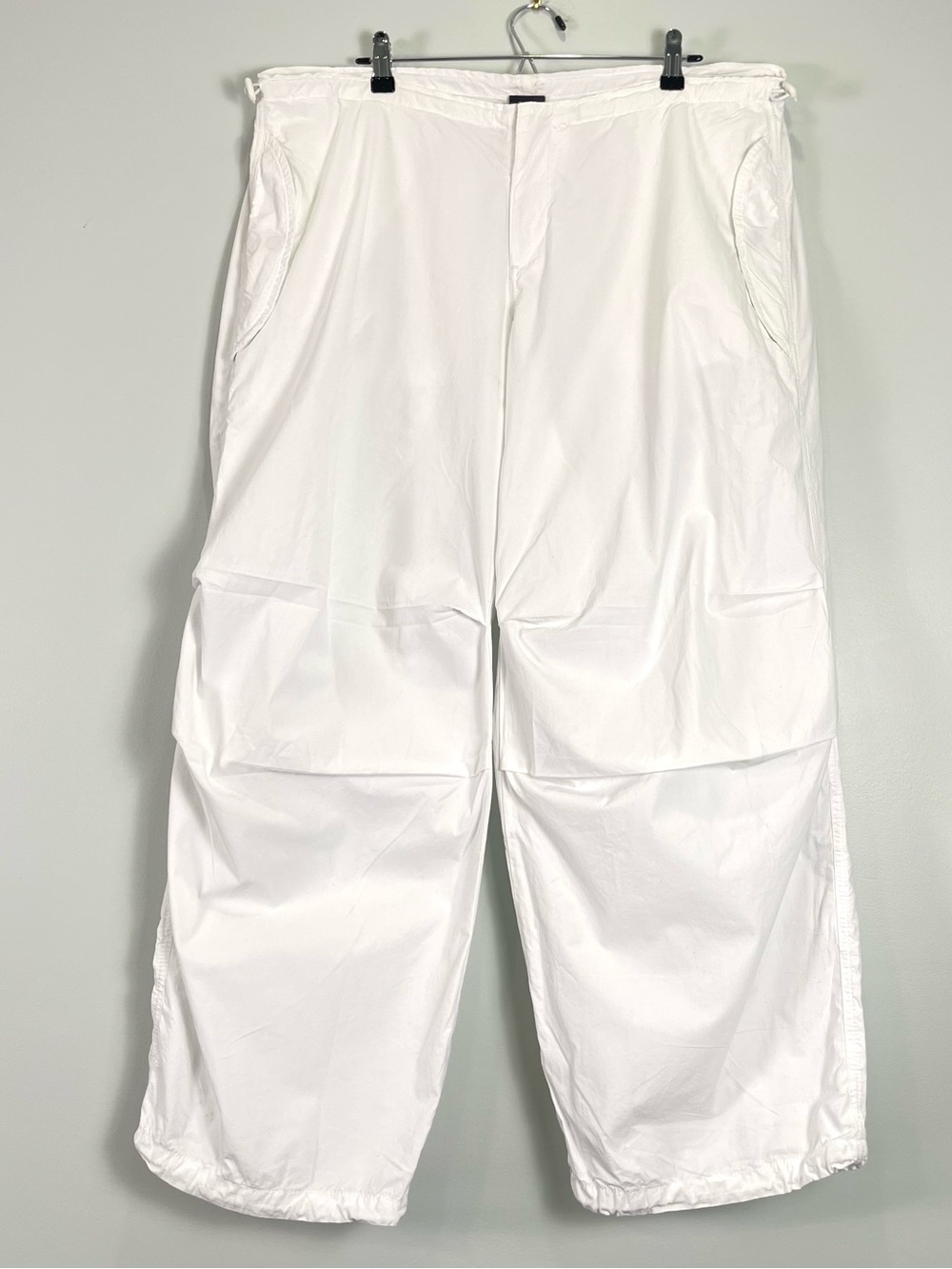 NWT IETS FRANS URBAN OUTFITTERS Women's Parachute Baggy White Pants Wide Leg XL